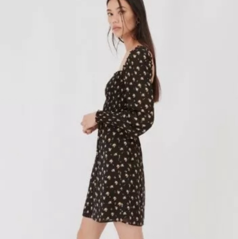 Maje Mini Bouquet Noir Camel Smocked Dress